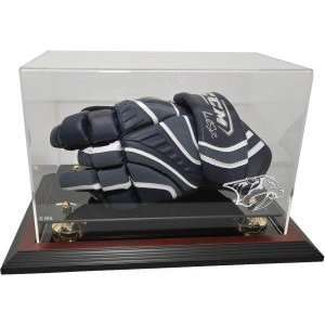 Hockey Player Glove Display Case, Mahogany   Nashville Predators   NHL 
