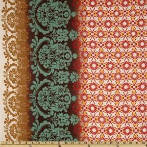  54 Wide Cotton Voile Floral Damask White/Red/Brown/Teal Fabric 