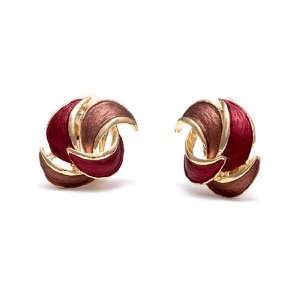  Rodney Holman Red and Pink Gold Plated Twisted Petal Clip 