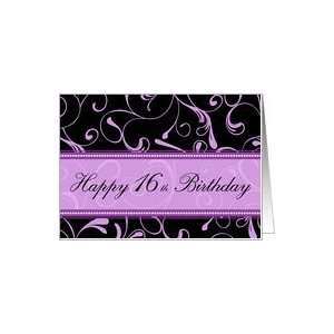   16th Happy Birthday Card   Purple and Black Swirls Card: Toys & Games