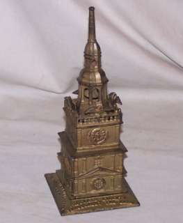 Antique Independence Hall Tower Cast Iron Bank  