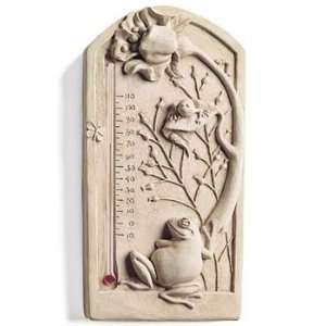   Flower Thermometer Plaque   Concrete Sculpture Patio, Lawn & Garden