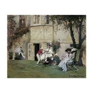  Albert Chevallier Tayler   Tea In The Garden Giclee Canvas 