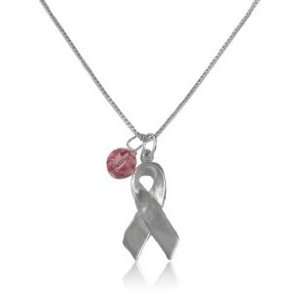 Elegant 925 Sterling Silver Handmade Pink Ribbon Breast Cancer Pendant 
