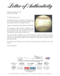   Sox Autographed Signed AL Baseball Ted Williams PSA/DNA #K72887  