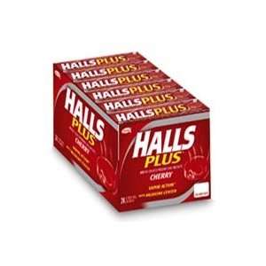 Halls Plus Cough Suppressant Cherry with Medicine Center Menthol Drops 