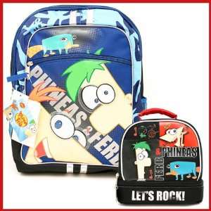 Phineas and Ferb Perry Large Backpack Bag and Lunchbox Lunch Bag 2 