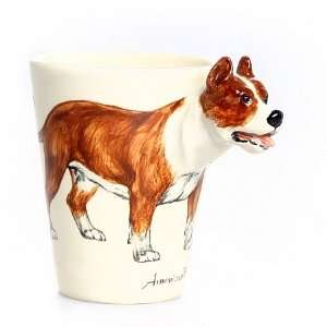  Brown and White Pit Bull Terrier Mug: Home & Kitchen