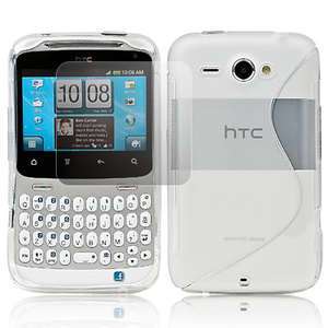 CLEAR S LINE GEL CASE COVER FOR HTC CHACHA+SCREEN GUARD  