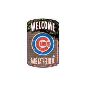  Chicago Cubs Fans Gather Here Wood Sign: Sports & Outdoors