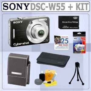  Sony DSC W55 Digital Camera Black + 512mb Kit: Electronics