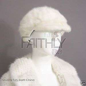 Brand New Pure White Mink Fur Hat/Cap/Headband/Chapeau  