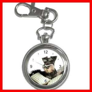 Miniature Schnauzer Dog Pet Silver Key Chain Watch  