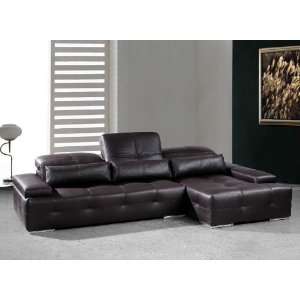   Sorrento Modern Chocolate Brown Sectional Sofa