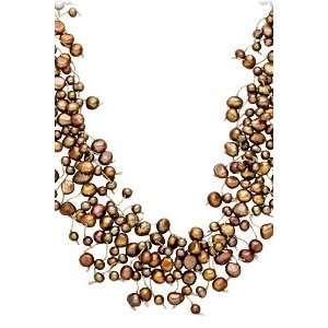   Cultured Freshwater Chocolate Pearl Spray Necklace: Jewelry