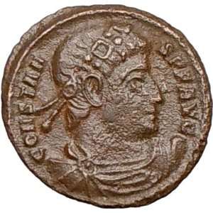   337AD Rare Ancient Roman Coin Chi Rho Labarum Christ Monogram Legions