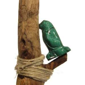   01 Malachite Bird Green Hemp Wood Crystal Healing 13 