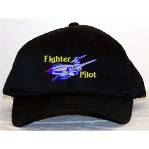    Fighter Pilot Embroidered Baseball Cap Black: Everything Else