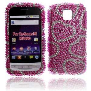  FULL DIAMOND PINK WHITE HEARTS FOR LG MS690 Cell Phones 