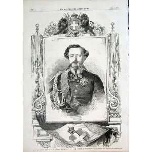  Portrait Victor Emmanuel King Sardinia Turin Print 1855 