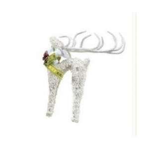 Snow Drift Noble White Glass Beaded Reindeer Christmas Ornament