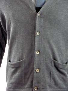Vince Mens Charcoal Slub Cotton Button Down Cardigan Sweater, L 
