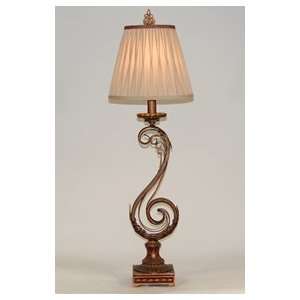   Bronzed Iron Console Table Lamp with Smocked Shade: Home Improvement