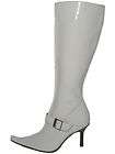 BN WHITE PATENT LEATHER ITALIAN POINTY BUCKLE BOOTS 7.5