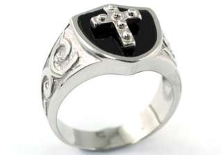 Religion Gothic Cross Magnetic Therapy Stainless Steel Ring R151 