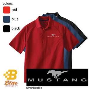   Mustang Embroid.Emblem with Script Men s Performance Polo Classic Red