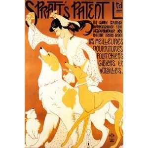  GIRL DOGS SPRATTS PATENT DOG COOKIE SMALL VINTAGE POSTER 