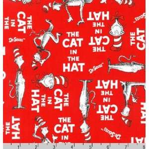  The Cat In The Hat Book Cover Red Seuss Fabric One Yard (0 