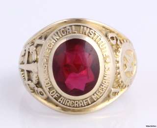   of Aircraft Mechanics Syn Red Spinel Class Ring   10k Gold  