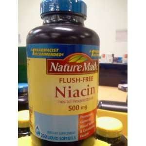  Nature Made Flush Free Niacin 500mg 200 Liquid Softgels 