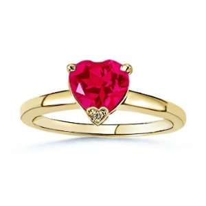  Heart Lab Created Ruby and Simulated Diamond Ring in 10k 