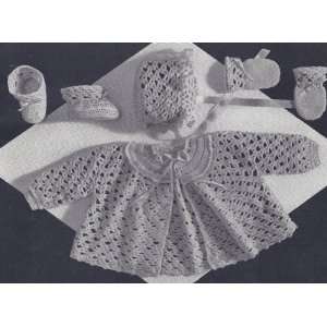 Vintage Crochet PATTERN to make   Baby Set Sacque Booties Bonnet. NOT 