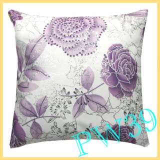   Pillow Sofa Cushion Cover Silver Floral Print Square 17 PW  