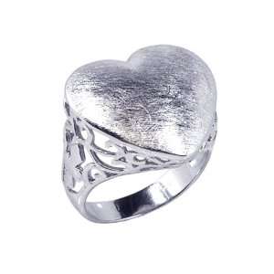  Sterling Silver Sand Blast Heart Ring Size 5 Jewelry