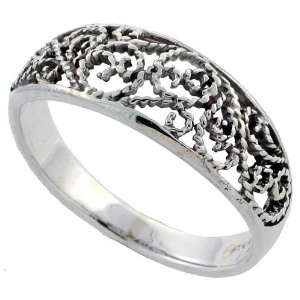 Sterling Silver Filigree Floral Vine Ring (Available in Sizes 6 to 10 