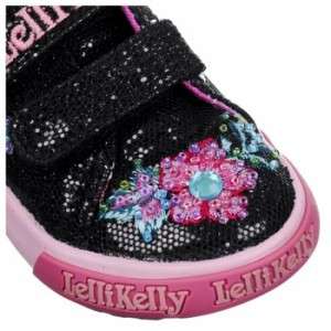Lelli Kelly Pretty Black Shoes Sneakers LK9531 NEW Hook  