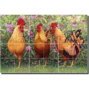 Committee Meeting by Marcia Matcham   Roosters Ceramic Tile Mural 25.5 