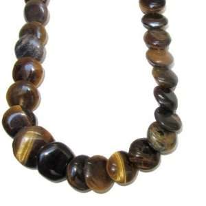 Tigers Eye Necklace 01 Golden Brown Coin Crystal Healing 