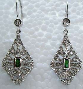 Antique ART DECO STYLE Sterling White Sapphire Earrings  