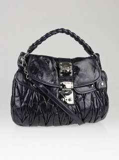 Miu Miu Zaffiro Leather Coffer Matelasse Hobo Bag  