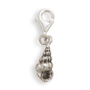 Conch Shell Charm Antiqued Sterling Silver