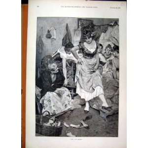   1891 Woman Dresses Rich Trying Shoe Shop Antique Print