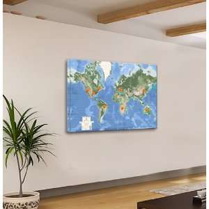  World Map Gallery Canvas with Location Magnets: Home 