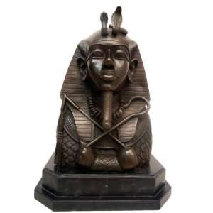  Bronze King Tut Burial Mask Bust Sculpture Ancient Egypt 