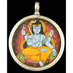 Lord Shiva Double sided Pendant with Shiva Linga on Reverse   Sterling 