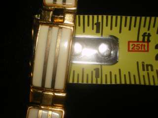 Vintage Goldtone IVORY Colored Double Striped Bracelet  